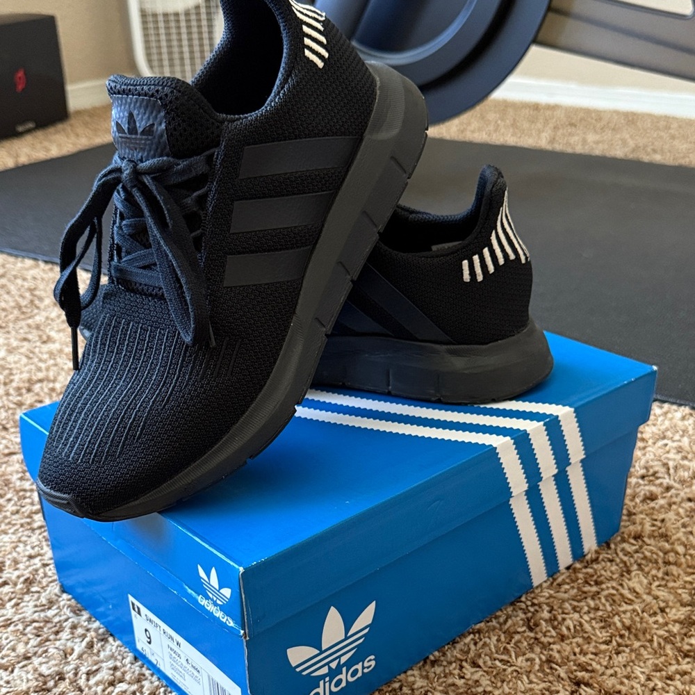 Adidas Black Athletic Shoes with White Accents